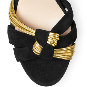 Large Size 46 <b>Open</b> <b>Toe</b> High Chunky <b>Heels</b> Women Mixed Colors Knotted Sandals Thick <b>Platform</b> Women's Summer Suede Pumps - Product Image 5