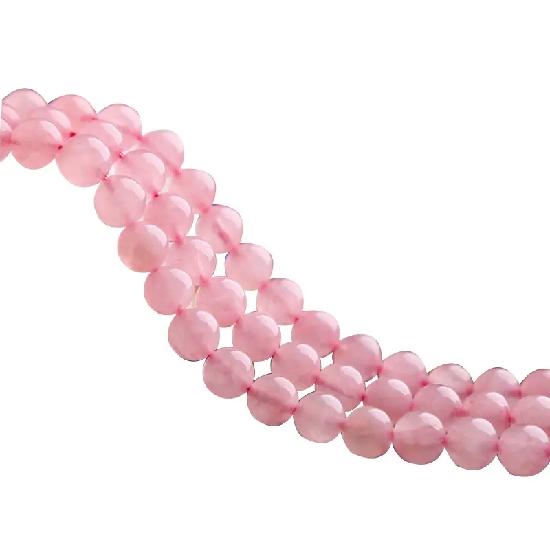 Groothandel Fancy Natuurlijke Doorschijnende Roze Roos Kwarts Edelsteen Kralen Voor Armband