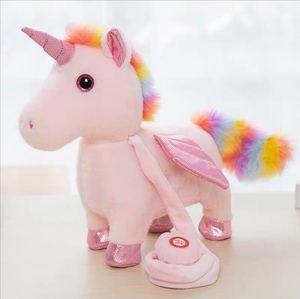 2024 Custom Electronic Children Interactive Dancing Toys Soft Plush Realistic Singing Unicorn Walking Toys For Sale