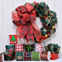 Ribest personnalisé imprimé noël filaire bord ruban grande guirlande de noël décor de chambre 2.5 pouces en gros