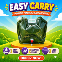 Sac de stockage d'eau pliable 5L 10L 20L, conteneur d'eau pliable, bidon d'eau portable étanche pour le camping, la randonnée et les activités de plein air