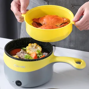 2024 Multi purpose hot pot non stick cooking electric pan cooker with steamer pot mini pot for steak egg rice ramen soup