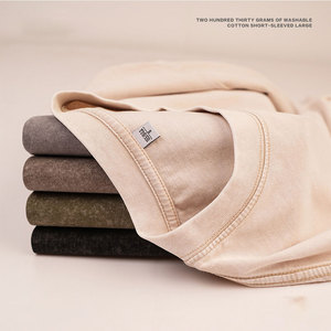 230gsm Nặng 100% Cotton Axit Rửa T Áo Sơ Mi Cho Nam Giới Unisex Biểu Tượng Tùy Chỉnh Dtg In Thời Trang Dạo Phố Quá Khổ Trống Cổ Điển Tee - Product Image 5