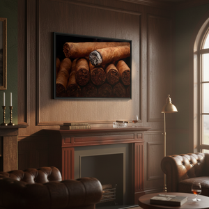 Rustic Tobacco <b>Canvas</b> Print Cigar Lounge <b>Wall</b> Art for Smoking Room Decor,BLACK FRAMED <b>CANVAS</b> - Product Image 3