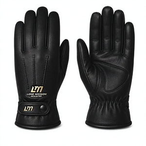 Lone Mission Industry Leather Touch Screen Motorcycle <b>Gloves</b> Wrist Length Unlined Thermal Eco-Friendly Sporty Style Black Winter - Product Image 3