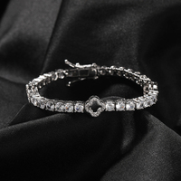 Bracelet Tennis Trèfle à Quatre Feuilles Entièrement Serties, Collier Porte-Bonheur, Bijoux de Mode pour Femmes et Hommes, Bracelets en Diamants
