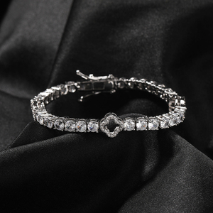 Bracciale Tennis con quadrifoglio pieno ghiacciato collana fortunata di moda donna <span class=keywords><strong>uomo</strong></span> gioielli braccialetti di diamanti - Product Image 5