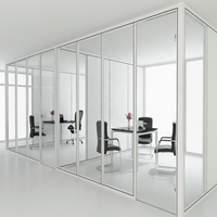 Modern Frameless Clear Transparent Glass Partition Wall Sound Absorption for Office School Warehouse Workshop-Movable Modular