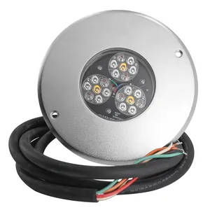 Al aire libre CE DMX 24V blanco cálido RGB 18W 27W piscina IP68 impermeable LED fuente luz subacuática