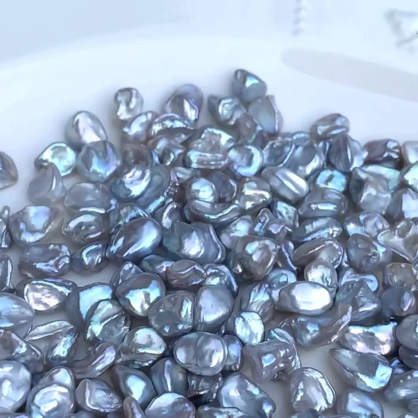 Branco Atacado 6-8mm Prata Azul Cor Real Keshi Pearl Freshwater Loose Pearl