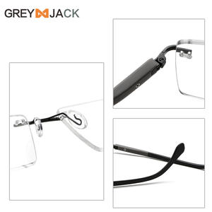 Greyjack กรอบแว่นตาผู้ชายแบบไร้ขอบ, แว่นตาโลหะน้ำหนักเบาสำหรับทำธุรกิจ ME2050ที่มองเห็นใกล้ - Product Image 4
