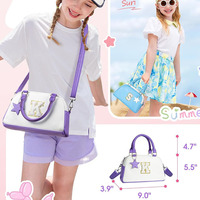 Mini sac en cuir PU pour filles de 4 à 12 ans Nouveau design Cadeaux d'anniversaire Sac à main pour les vacances d'anniversaire ou un usage quotidien