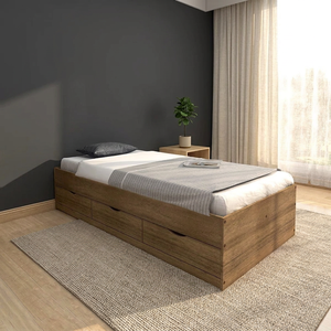 Hot Selling Modern 2256 <b>Single</b> Wooden Panel Platform <b>Bed</b> Frame for Bedroom Furniture Hotels Hospitals - Product Image 2
