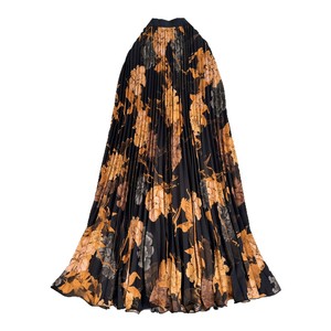 Robe vintage haut de gamme imprimée de fleurs végétales, taille <span class=keywords><strong>empire</strong></span>, infroissable, plissée, coupe trapèze, pour l'été, style Europe, Amérique, Afrique du Sud - Product Image 5