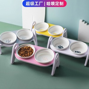 Ceramic Cat Bowl Double Design Adjustable Height Detachable Stand For Cats - Product Image 5