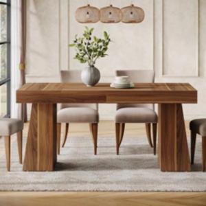 La table à manger en bois avec une finition vintage en grain de bois offre exactement la fonctionnalité et la durabilité de style de combinaison - Product Image 2