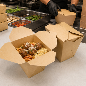 Boîte à nouilles en papier kraft, revêtement PE, résistante à la graisse, conteneur alimentaire pliable, boîte à emporter, bol en papier avec logo personnalisé - Product Image 4