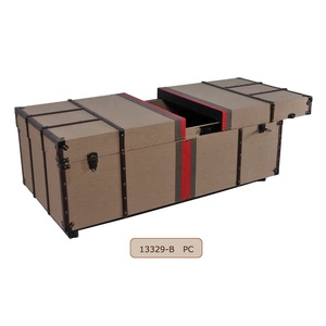 Decorative Canvas Covered Wooden Storage <strong>Trunk</strong> Style <strong>Coffee</strong> <strong>Table</strong> With Wheels - Product Image 1