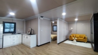 Maison préfabriquée complète bleue de 20, 30 ou 40 pieds, maison conteneur extensible avec salle de bain, maison pliable préfabriquée, maison modulaire