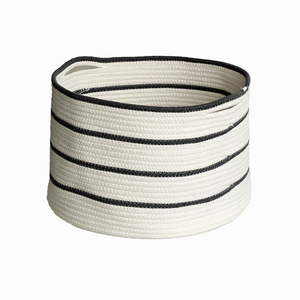 Panier à linge rond en coton blanc cassé grande taille pour vêtements, rangement de chambre et organisateur de jouets - Product Image 3