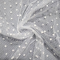 Dentelle Polka Dot Flocking Mesh Nylon Mesh Polka Dot Flocking Fabric Bright Dot Mesh Fashion Women Dress Fabrics