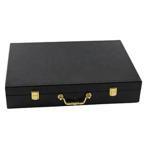 Caja de regalo de cuero Pu grande de lujo personalizada de fábrica, caja de madera negra con forro, artesanías de madera, cajas de embalaje de madera