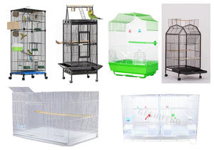 <span class=keywords><strong>Cage</strong></span> à oiseaux pour perroquet en acier inoxydable avec nid suspendu, mangeoire à plateau anti-éclaboussures pour oiseaux, en métal et en plastique - Product Image 6