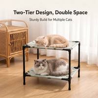 Lit double pour chat, gain de place, capacité 22 lb, lit surélevé respirant pour animaux de compagnie, lit superposé pour maison multi-chats