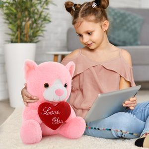 Peluche de Gato Rosa al por Mayor, Juguete de Peluche en Forma de Corazón para Niños, Regalo de Cumpleaños, San Valentín, Navidad, Decoración para el Hogar y el Dormitorio - Product Image 3