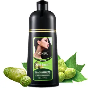 Free Sample China Wholesale High Quality Mokeru Organic Hair Care Noni Black 5mins Fast Magic Shampoo Dye 500ML Bulk