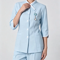 Ensemble d'uniformes infirmiers tissés pour femmes, col mandarin blanc, taille cintrée, confortables et légers pour l'hôpital et la clinique