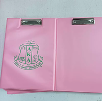 Carpeta Portapapeles de PU Rosa y Verde al por Mayor con Clip Metálico para Documentos, Carpeta de Almacenamiento de Papel Personalizada para Oficina, Fraternidad y Hermandad Griega