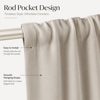 Gorden Blackout Kamar Tidur Ruang Tamu Panjang 72 Inci Set 2 Panel Insulasi Termal Peneduh Tinggi Privasi Rod