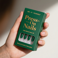 Boîte de papier personnalisé à fenêtre gris argent clair pour le bricolage, emballage pour ongles à presser, application cosmétique durable et réutilisable en une minute