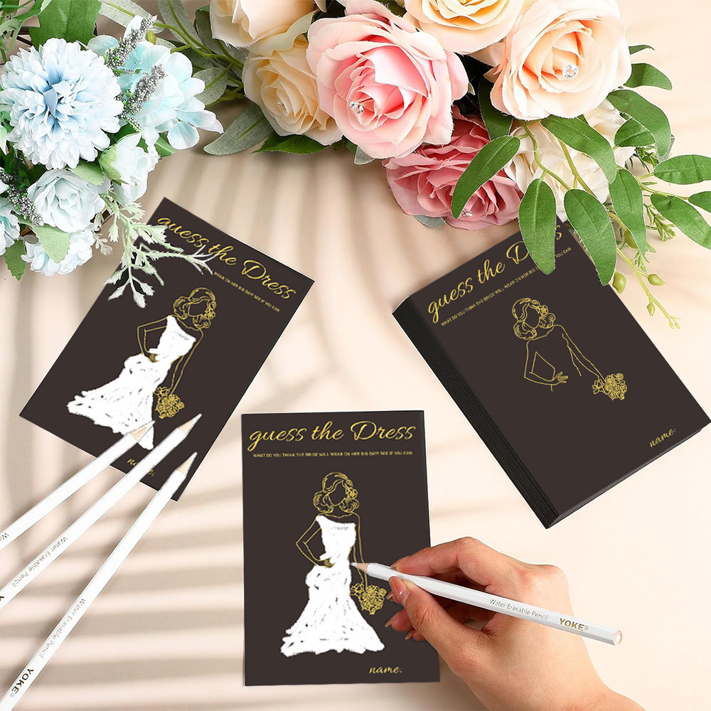Fun Black Bridal Shower the Dress Games Wedding Party Games Cards with  White Sketching Pencils for Guests| Alibaba.com