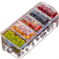 Plateau de service isotherme pour condiments avec 5 récipients et couvercles séparés, et plats amovibles