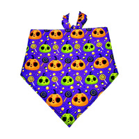 Nouveaux Bandanas Triangulaires Multicolores en Polyester à Imprimé Crâne Animal pour Chiens et Chats – Accessoires d'Halloween Effrayants
