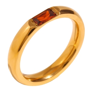 Accesorio de anillo simple de moda Ins europeo y americano para mujer, acero inoxidable chapado con circonita rectangular de oro de 18 quilates B - Product Image 6
