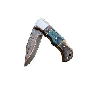 Couteau de chasse à lame fixe en acier Damas avec bord dentelé, manche en bois, épaisseur de 0,6 mm, couteau de survie en plein air - Product Image 2
