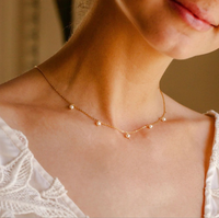 Collier pendentif en acier inoxydable plaqué or Woying avec imitation perle - Cadeau tendance pour femmes
