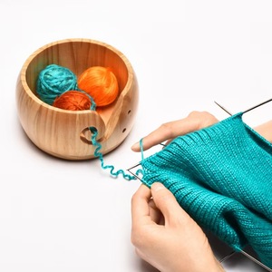 Organisateur de fibres fait main Tailai, bol artisanal en bois naturel, boîte de rangement pour outils de tricot, boîte à pelotes de <span class=keywords><strong>laine</strong></span>, rangement artisanal en bois écologique - Product Image 3