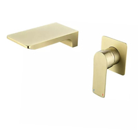 Luxe noir mat mural en laiton cascade robinet dissimulé salle de bain lavabo robinet mitigeur à la mode ZY-W231B vanne en céramique