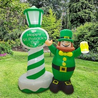 Decorazioni Gonfiabili per il Giorno di San Patrizio: Vecchietto con Cappello Verde e Lampione con Luci LED, Ornamenti Luminosi da Giardino