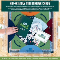Set Mahjong Mini Amerika Green Nature 160 Ubin Tema Hutan dengan Alas & Rak Akrilik, Permainan Papan Portabel untuk Pemula