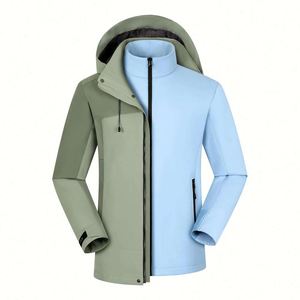 Veste de randonnée imperméable 3 en 1, logo personnalisé, veste coupe-vent unisexe à capuche, veste d'extérieur pour homme - Product Image 1