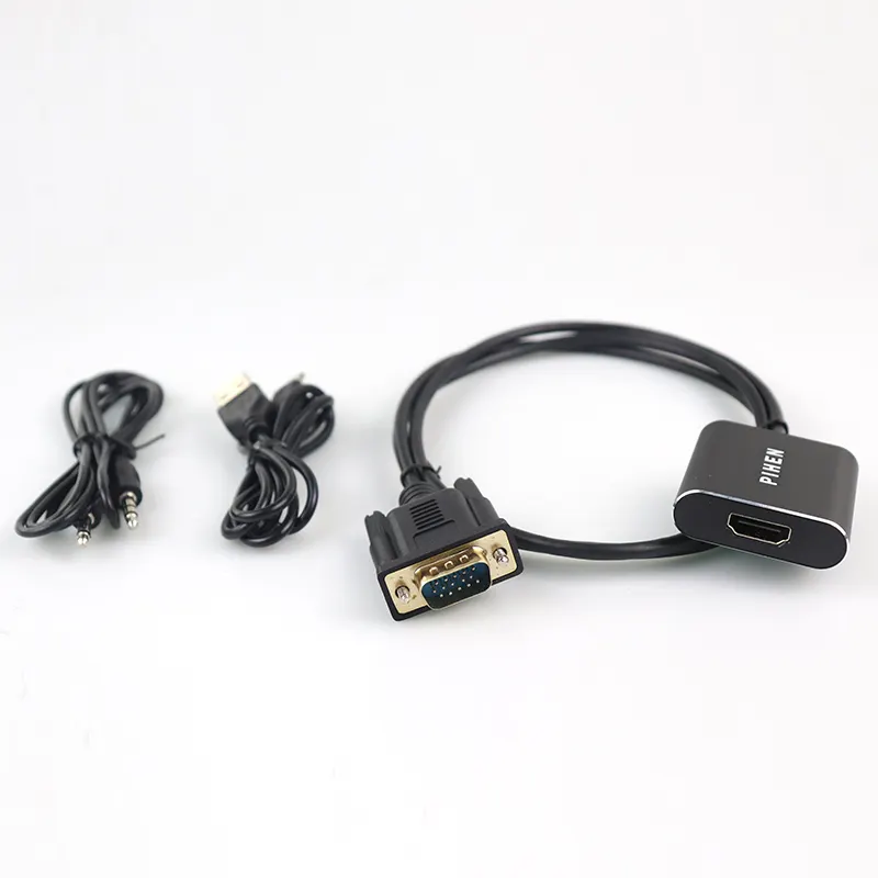 New Arrival VGA Male To HDMI Female With 3.5mm Audio Cable & Power Supply 1080p VGA To HDMI Adapter Converter