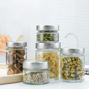Wholesale Empty 8oz Glass Storage Jars With Metal Lids 100ml 200ml 300ml 500ml Jam Glass Honey Pickle Jar