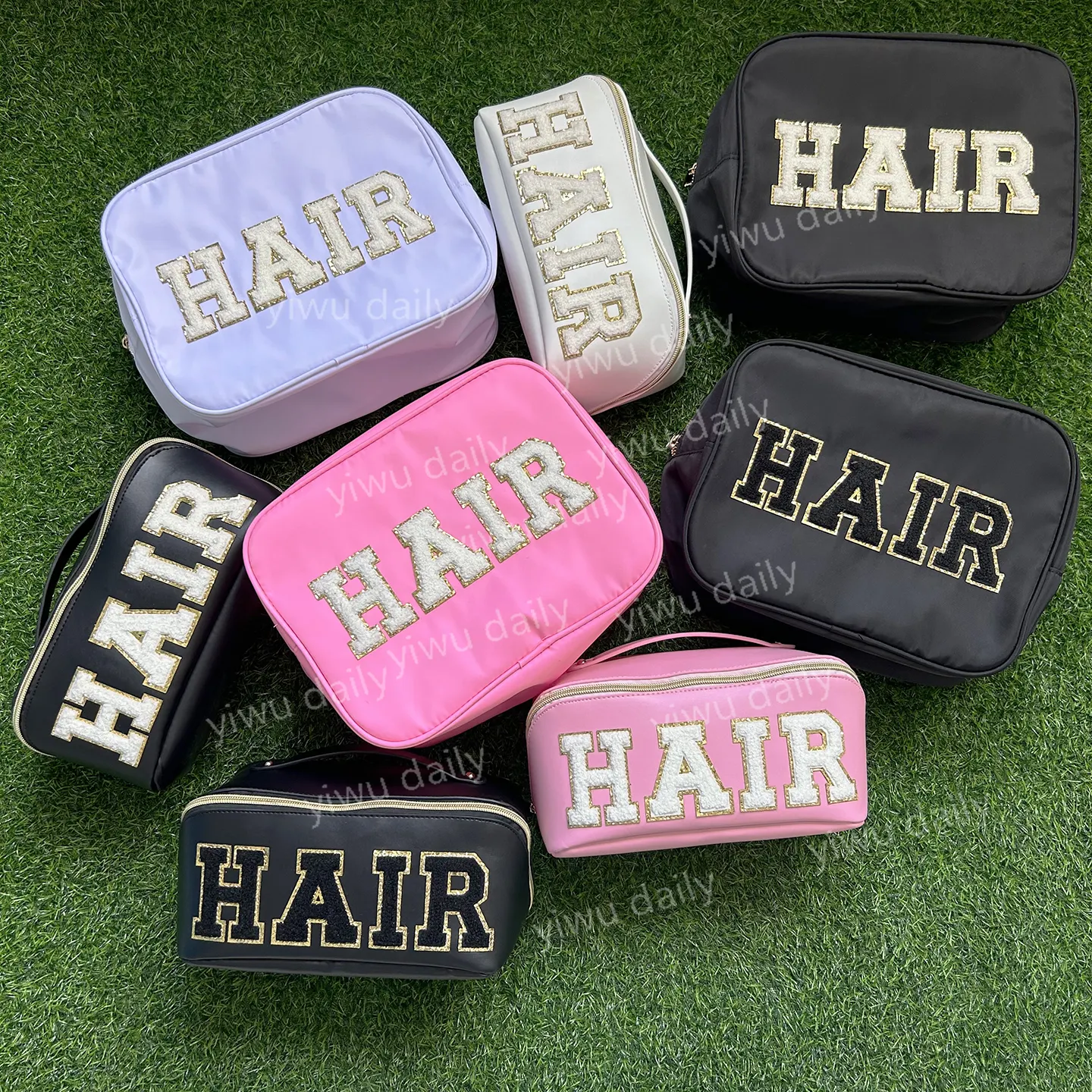 High Quality Nylon Pouch Embroidery Chenille Patches Personalize DIY Custom Women Girls Custom Bridesmaid Gifts Makeup Bag