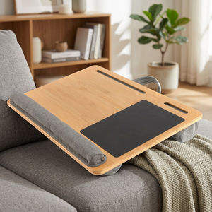 Allmatch MY22 Portable Wood Lap Desk with <b>Pillow</b> Cushion Adjustable Height Laptop Desk-Soft <b>Knee</b> Tray Mail Packing Yes - Product Image 4