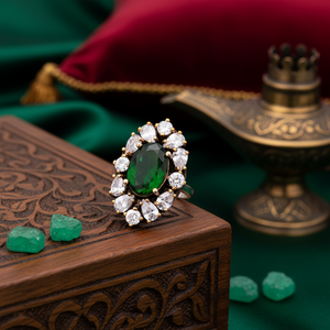 Ottoman Design <b>Emerald</b> with Zircon Stone Wholesale Handcrafted Authentic 925 Sterling <b>Silver</b> Authentic <b>Ring</b> - Product Image 3